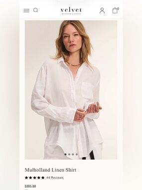 Velvet White Linen Button-Up Shirt